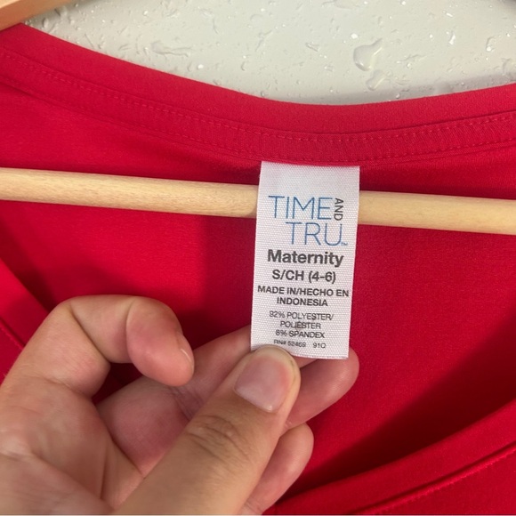 Time and Tru Maternity Pink Fitted Long Sleeve T-Shirt Cinched Sides Comfy Small - Picture 2 of 6